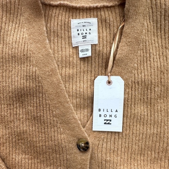 NWT Billabong Match Set V Neck Cardigan / gold dust - Picture 5 of 8
